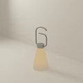 Modern Minimalist Floor Lamp With Gray Metal Curved Stand and Beige Cone Shaped Fabric Shade