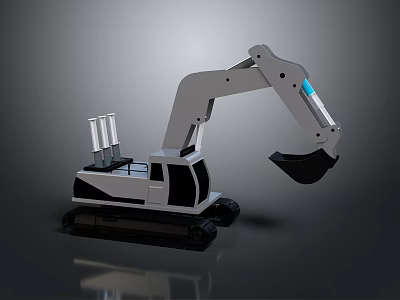 Modern Tracked Excavator Construction Vehicle With Front Bucket And Operator Cab 3d model