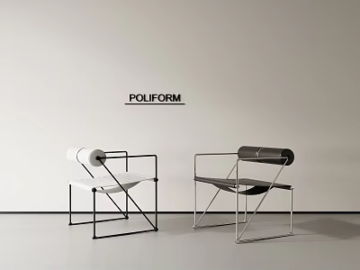 POLEFORM Modern Leisure Chairs With Metal Frame And Stylish Black White Design 3d model
