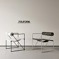 POLEFORM Modern Leisure Chairs With Metal Frame And Stylish Black White Design