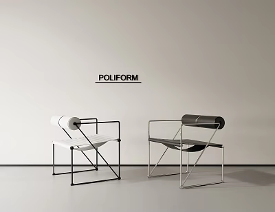 POLEFORM Modern Leisure Chairs With Metal Frame And Stylish Black White Design 3d model