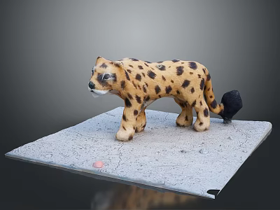 Handcrafted Cheetah Animal Model Display On Gray Platform With Spotted Pattern 3d model