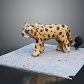 Handcrafted Cheetah Animal Model Display On Gray Platform With Spotted Pattern