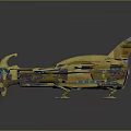 Futuristic Yellow Metallic Weapon With Sharp Wings And 3D Design Features 3d model