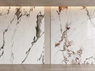Modern Marble Wall Interior Design With Black White And Brown Veins Pattern 3d model