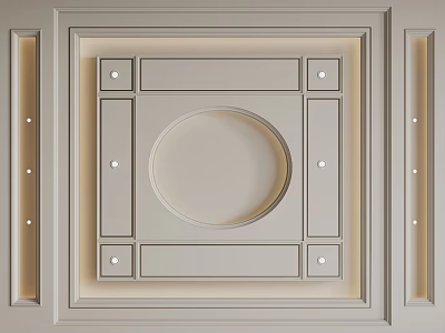 French Ceiling Gypsum Board Ceiling Round Ceiling 3d model