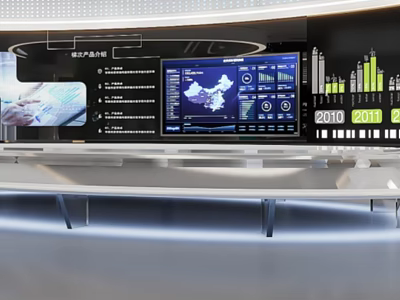 High Tech Control Panel With Multiple Screens Data Charts Maps And Digital Displays 3d model