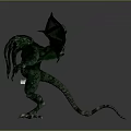 Green Winged Monster Game Movie Character With Tentacled Head And Scaly Body