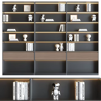 Decorative Cabinet Italian Bookcase Modern Bookcase Black Bookcase Light Luxury Bookcase 3d model