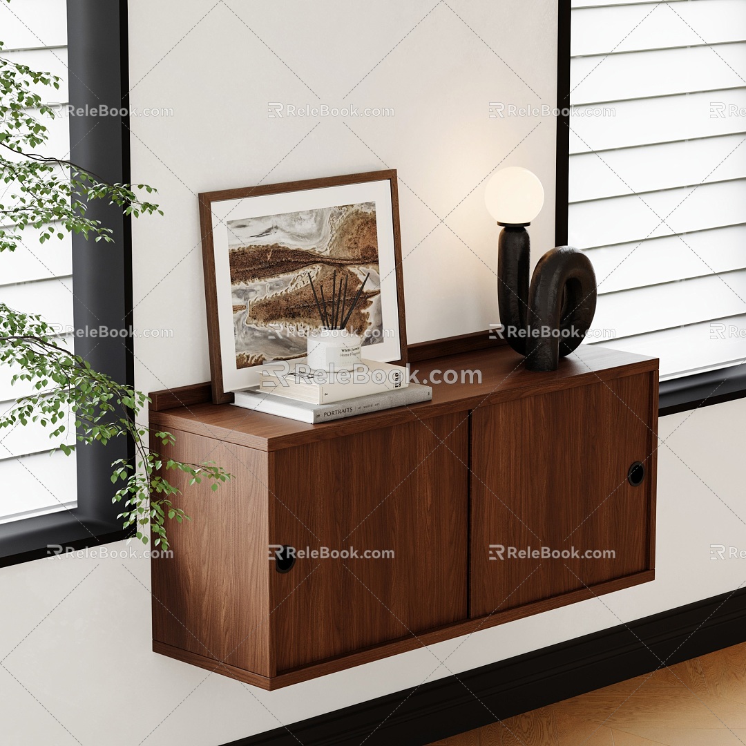 Solid Wood Wall Cabinet Wall Hanging Cabinet Push-pull Cabinet Solid Wood Desk Decorative Combination model