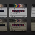 Professional Commercial Film Clapperboards with Colorful Stripes and Writing Sections for Movie Production