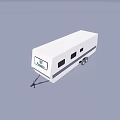 White Travel Trailer With Windows Wheels And Safe Brand Logo