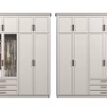 White Modern Wardrobe With Multiple Doors Drawers And Hanging Storage Space 3d model