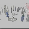 Detailed Miniature City Building Models Featuring Skyscrapers Ferris Wheel And Dome Structure