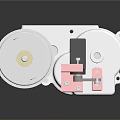3D Model Mechanical Device Internal Structure With Motor Gears And Colored Components