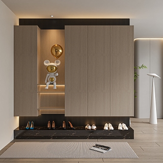 Modern Entrance Shoe Cabinet Trendy Ornaments 3d model