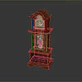 Vintage Wooden Grandfather Clock With Ornate Carvings Clock Face And Pendulum