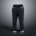 Stylish Dark Denim Jeans With White Cuffed Hems And Waistband Details