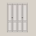 Modern Minimalist White Wardrobe Design With Four Doors And Black Handles
