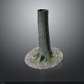 Natural Tree Stump Decor With Exposed Roots And White Gravel Base
