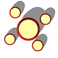 Stylish Round Table Set with Red Frame Yellow Surface and Four Chairs