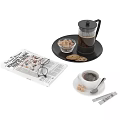 Morning Coffee Cup With French Press Sugar Cubes Cookies Newspaper And Eyeglasses