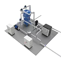 Industrial Equipment System with Blue Tank Piping Pumps and Control Cabinets