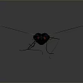 Black Toy Insect With Red Eyes Transparent Wings And Grey Background