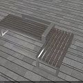 Modern Outdoor Chairs With Wooden Seats And Metal Frames On Stone Floor