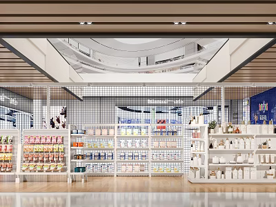 Supermarket Department Store Interior With Well Organized Shelves And Various Products 3d model