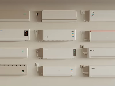 Various Wall Mounted Air Conditioner Fans With Modern Designs For Home Use 3d model