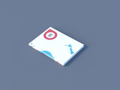 Elegant Book Magazine Cover with Red Circle Number 65 and Blue Island Design 3d model