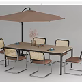 Modern Outdoor Table and Chair Rattan Outdoor Table and Chair Combination Sunshade 3d model