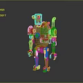 Vintage Pink Robot Character With Mechanical Body Antenna And Metal Joints