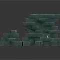 Green Scene Building Blocks Stacked 3D Structure With Gray Background And Decorative Cubes