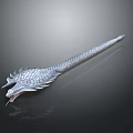 Detailed Fantasy Role Character Design With Silver Scaled Dragon Creature And Elongated Body Features