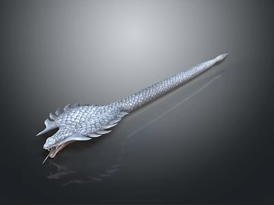 Detailed Fantasy Role Character Design With Silver Scaled Dragon Creature And Elongated Body Features 3d model
