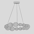 Modern Metallic Chandelier With Multiple Spherical Orbs And Circular Discs Hanging Decorative Elements 3d model