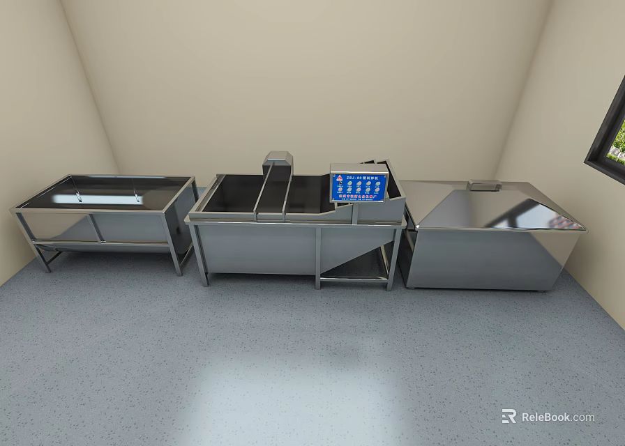 Stainless Steel Commercial Equipment With Metal Tanks And Blue Display Control Unit 3d model 