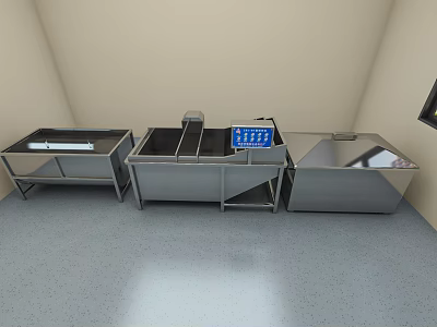 Stainless Steel Commercial Equipment With Metal Tanks And Blue Display Control Unit 3d model