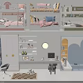 Colorful Kids Room Interior With Bunk Beds Bookshelves Desks And Storage Cabinets