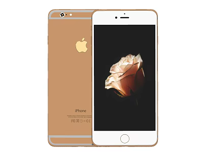 Gold iPhone With Apple Logo On Back And Rose Display On Front Screen 3d model