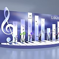 Music Themed Photo Spot With Treble Clef Notes And Piano Keys Design