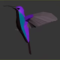 Hummingbird Low Poly 3D Model With Purple Pink And Blue Spread Wings Design