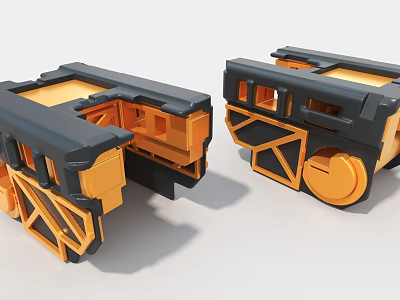 Industrial Equipment With Black Orange Geometric Frame Hole Design And Rolling Components 3d model