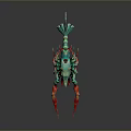 Turquoise and Red Lobster 3D Rendered Artwork with Large Claws on Dark Background