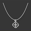 Elegant Silver Four Leaf Clover Pendant Necklace With Shiny Gemstone Design 3d model