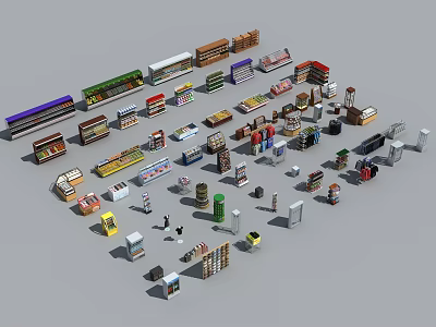 Modern Shelf Supermarket Department Store Goods Food Fruit Life Supplies Warehouse Buy 3d model