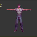 3D Male Character In Gray T-Shirt Blue Jeans Brown Cap With Arms Outstretched Pose