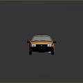Golden Vintage Car With Shiny Exterior Two Door Design And Antenna